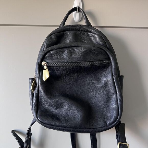 Libaire Backpack Womens Black Leather Mini Bag Purse USA Adjustable Classic - Picture 1 of 10